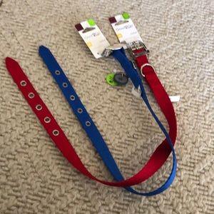 2 NWT medium woven dog collars red/blue